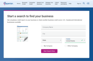 Experian business credit score explained search page