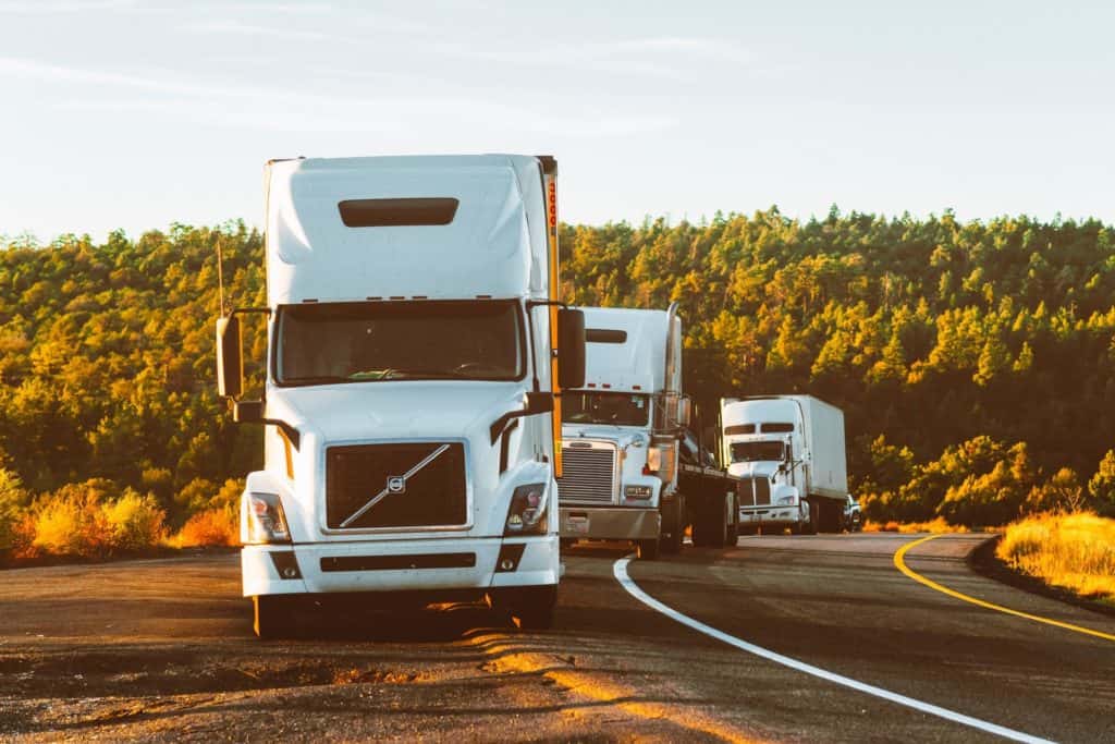 commercial fleet vehicles on the road